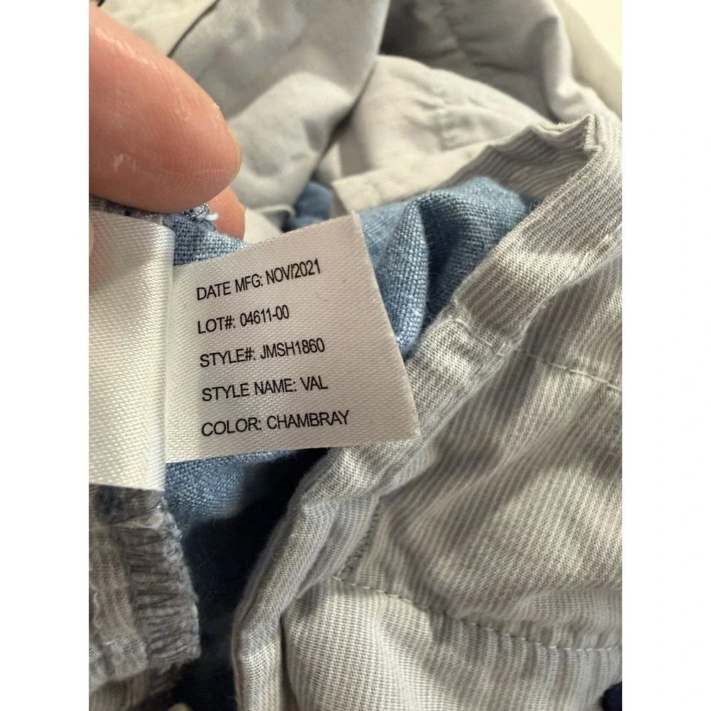Johnnie O Val Chambray Shorts Mens Sz 32 Blue Palm Preppy Finance Frat Beach
